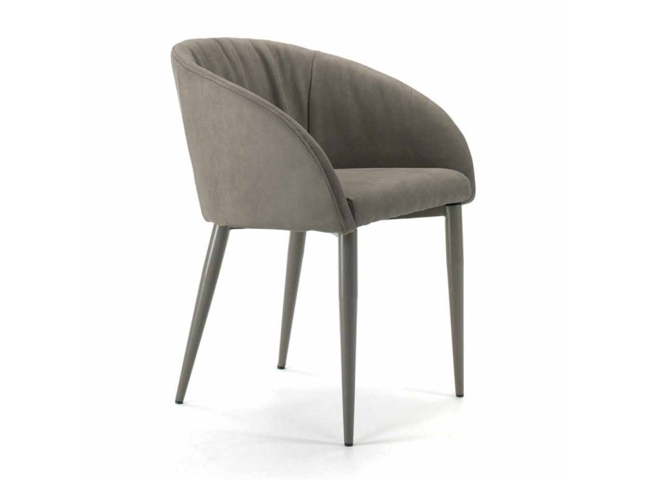 Gepolsterter Sessel mit Untergestell aus Nerz- oder Graphitlackiertem Stahl - Tagata