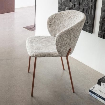Sessel aus Metall und Sitz aus Neve-Kaschmir, hergestellt in Italien – Ivy Viadurini
