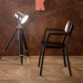 Moderner Sessel in modernem Design aus Metall und Holz 4 Stück - Elmas