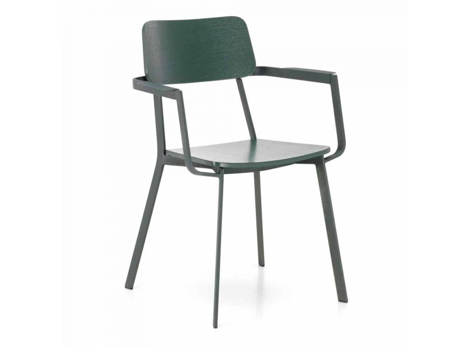 Moderner Design Sessel aus Holz und Metall, Elmas Viadurini