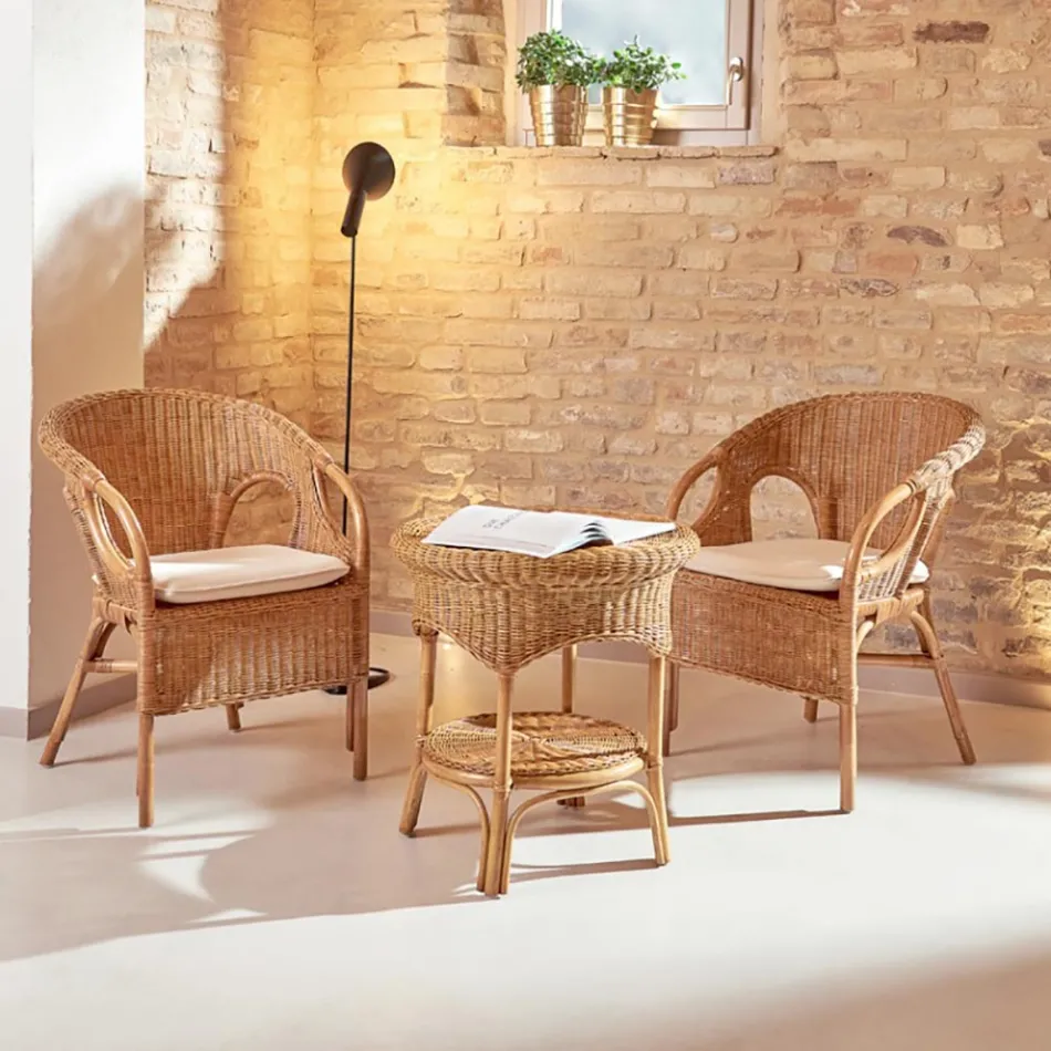 Outdoor Korbsessel mit Sitzkissen - Nathaniel Viadurini