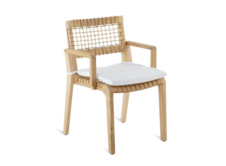 Outdoor-Sessel aus Teakholz und WaProLace Made in Italy mit Kissen - Oracle Viadurini