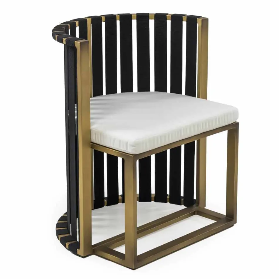 Outdoor Dining Armchair in Aluminium und Luxus Design Seile - Julie Viadurini