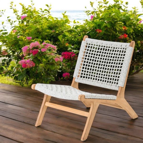Outdoor-relax-sessel aus teakholz und seilgeflecht - arjuna