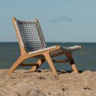 Outdoor-Relax-Sessel aus Teakholz und Seilgeflecht - Arjuna Viadurini