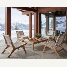 Outdoor-Relax-Sessel aus Teakholz und Seilgeflecht - Arjuna Viadurini