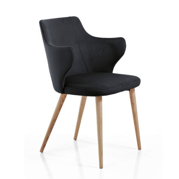 Designer-esszimmersessel aus farbigem stoff und esche – duchess