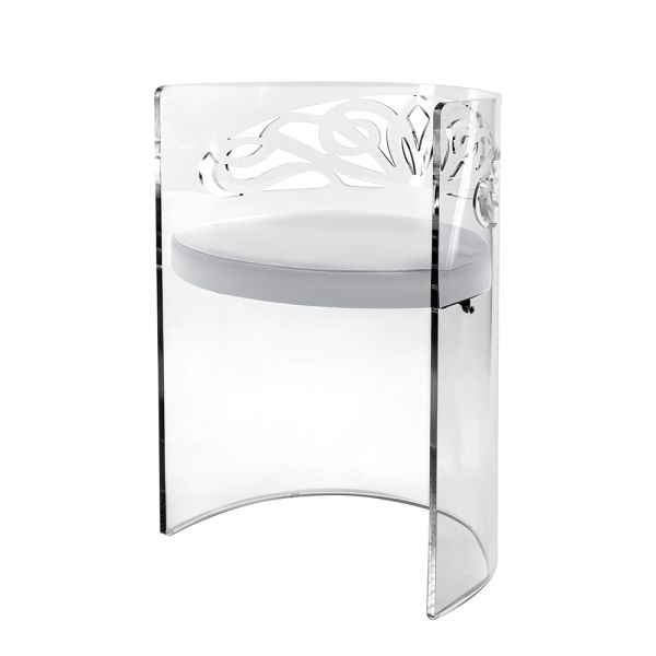 Transparenter plexiglas-sessel mit gepolstertem sitz, hergestellt in italien – caelia