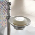 Bodenhandtuchhalter mit Vintage-Seifenschale aus Messing und Keramik – Rouen Viadurini