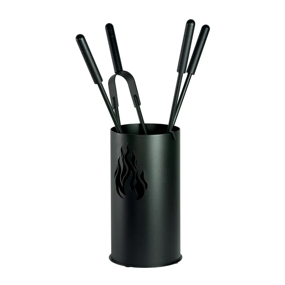 Werkzeughalter aus Metall mit 4 Zubehörteilen und Flamme, hergestellt in Italien – Fakir Viadurini