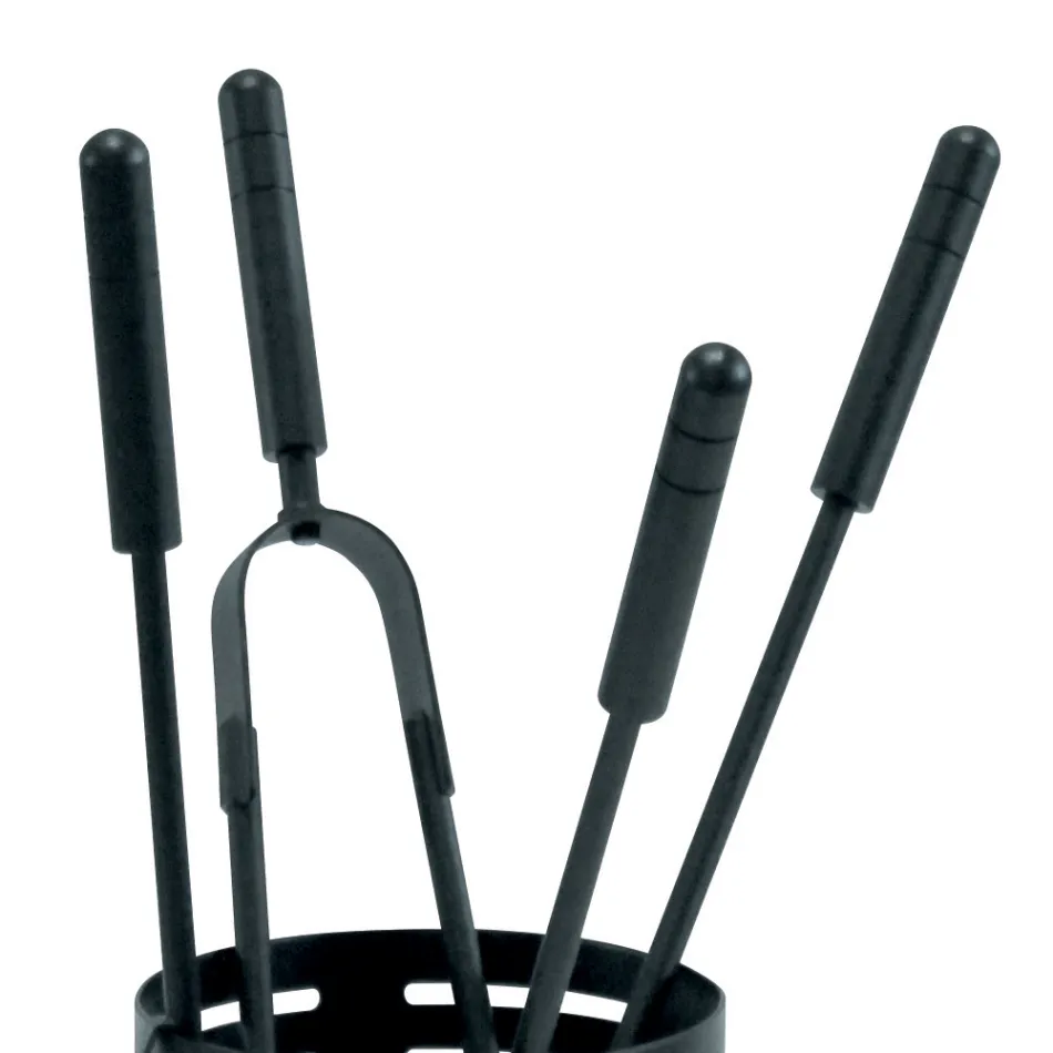 Kaminbesteckhalter mit 4 Werkzeugen im Lieferumfang enthalten, hergestellt in Italien – Merlo Viadurini