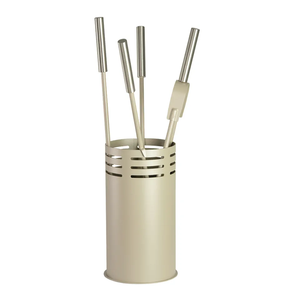 Kaminbesteckhalter mit 4 Werkzeugen im Lieferumfang enthalten, hergestellt in Italien – Merlo Viadurini