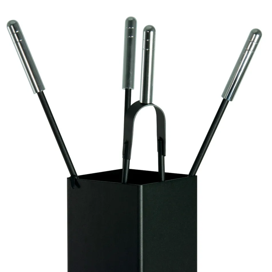 Quadratischer Werkzeughalter aus Metall und 4 Zubehörteile, hergestellt in Italien – Iena Viadurini