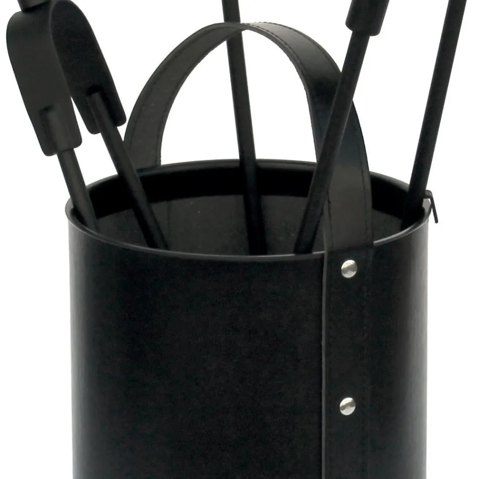 Runder Werkzeughalter aus Kunstleder mit Griff und 4 Zubehörteilen, hergestellt in Italien – Taube Viadurini