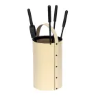 Runder Werkzeughalter aus Kunstleder mit Griff und 4 Zubehörteilen, hergestellt in Italien – Taube Viadurini