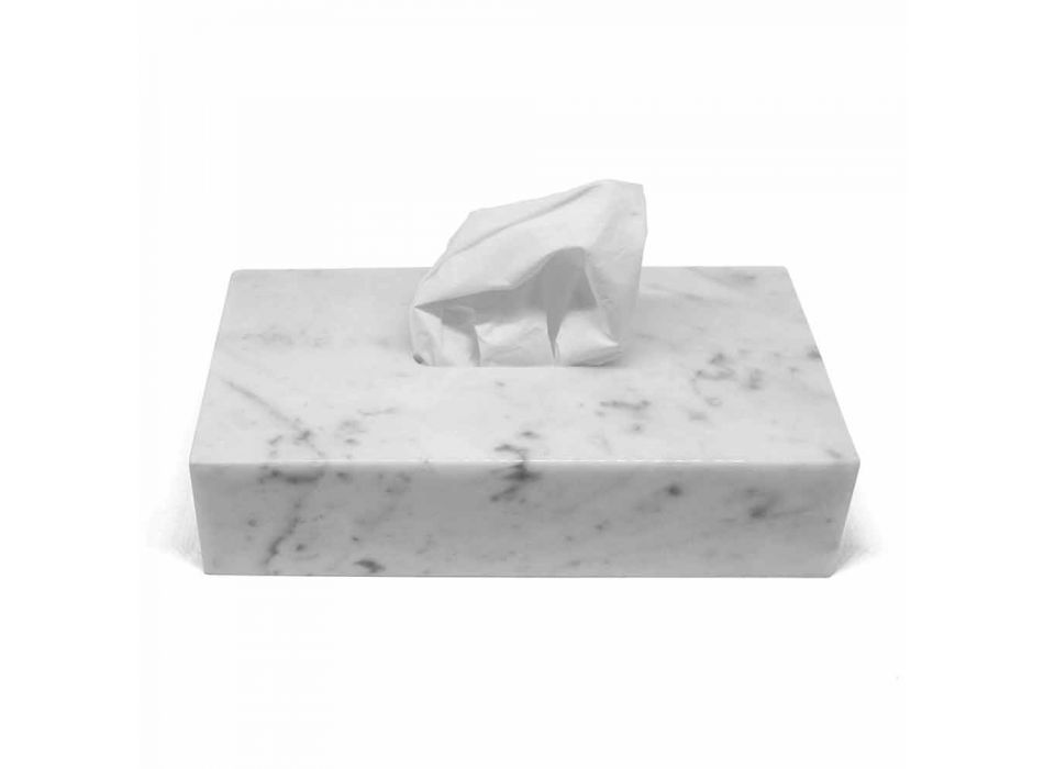 Moderner Taschentuchhalter aus weißem Carrara-Marmor Made in Italy - Rafa Viadurini