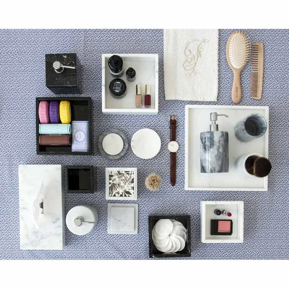 Moderner Taschentuchhalter aus weißem Carrara-Marmor Made in Italy - Rafa Viadurini