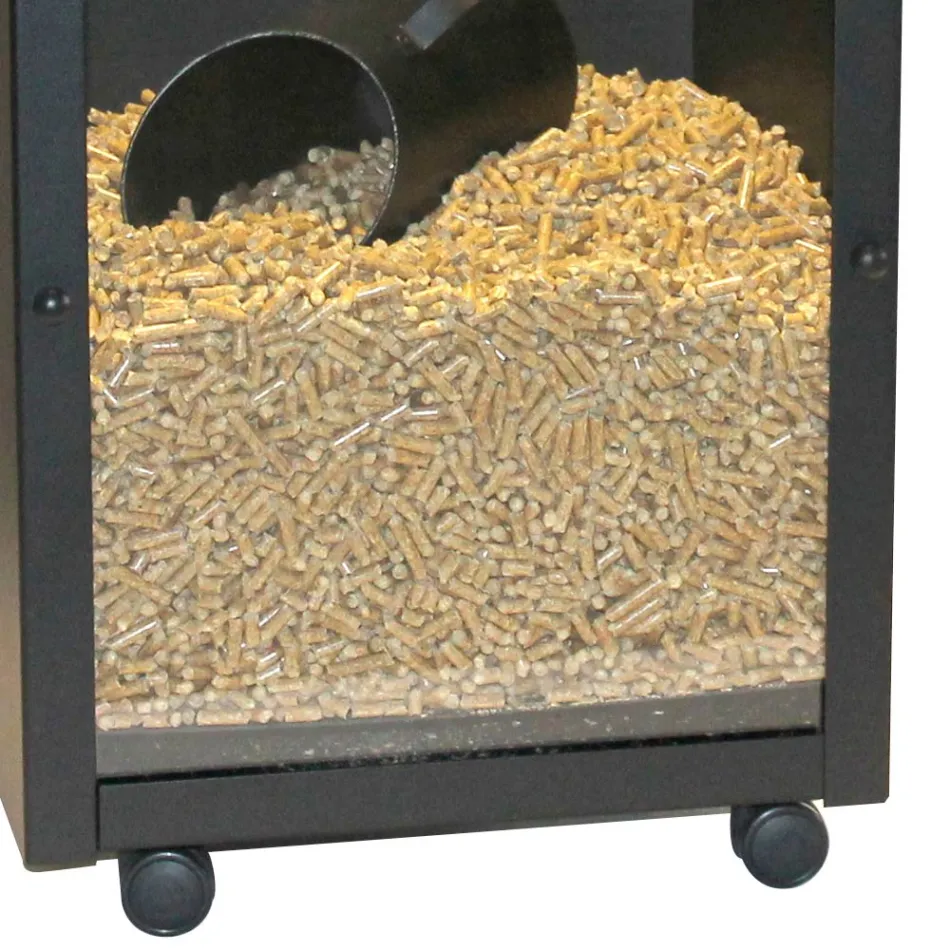 Pellethalter aus schwarz lackiertem Stahl mit Plexiglas, hergestellt in Italien – Pellicano Viadurini