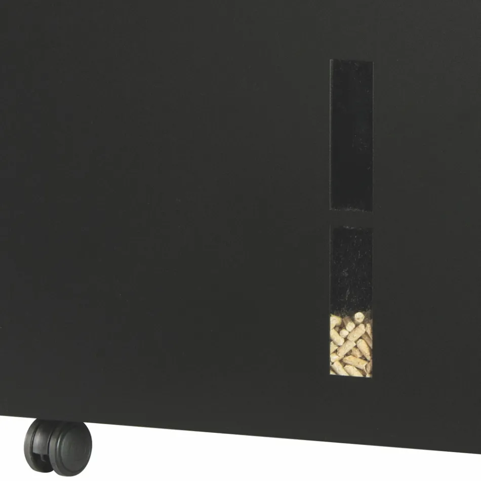 Pellethalter aus Metall mit Rädern und Deckel, hergestellt in Italien – Gazza Viadurini