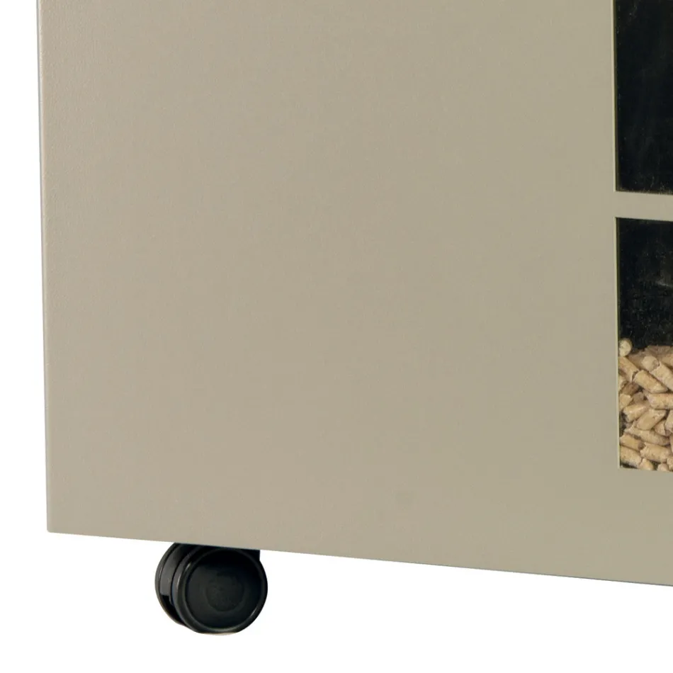 Pellethalter aus Metall mit Rädern und Deckel, hergestellt in Italien – Gazza Viadurini