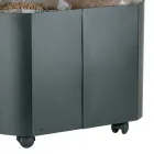 Ovaler Pellethalter aus schwarzem Metall und Holzdeckel, hergestellt in Italien – Bisonte Viadurini