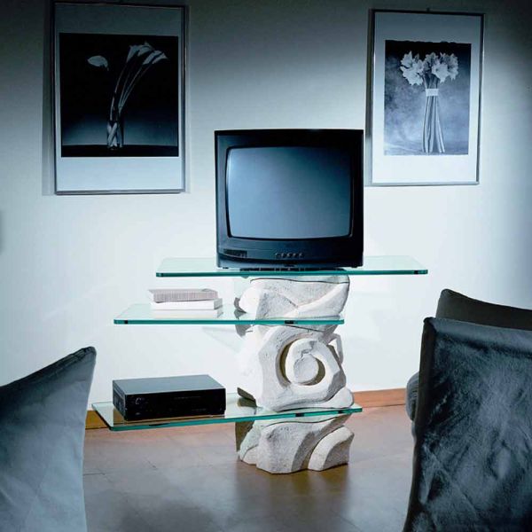 Tv-möbel aus stein und kristall in modernem design agape