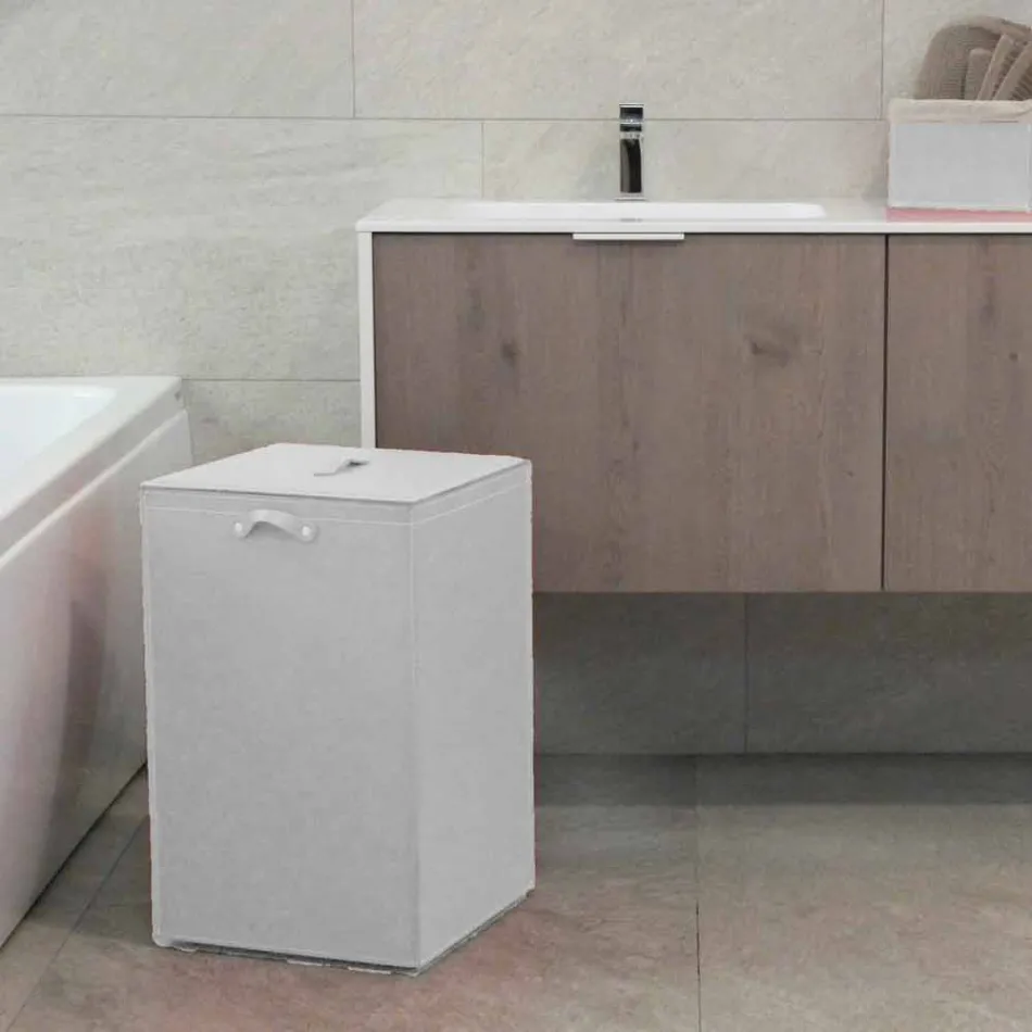 Wäschekorb aus Leder mit quadratischer Basis David, made in Italy Viadurini