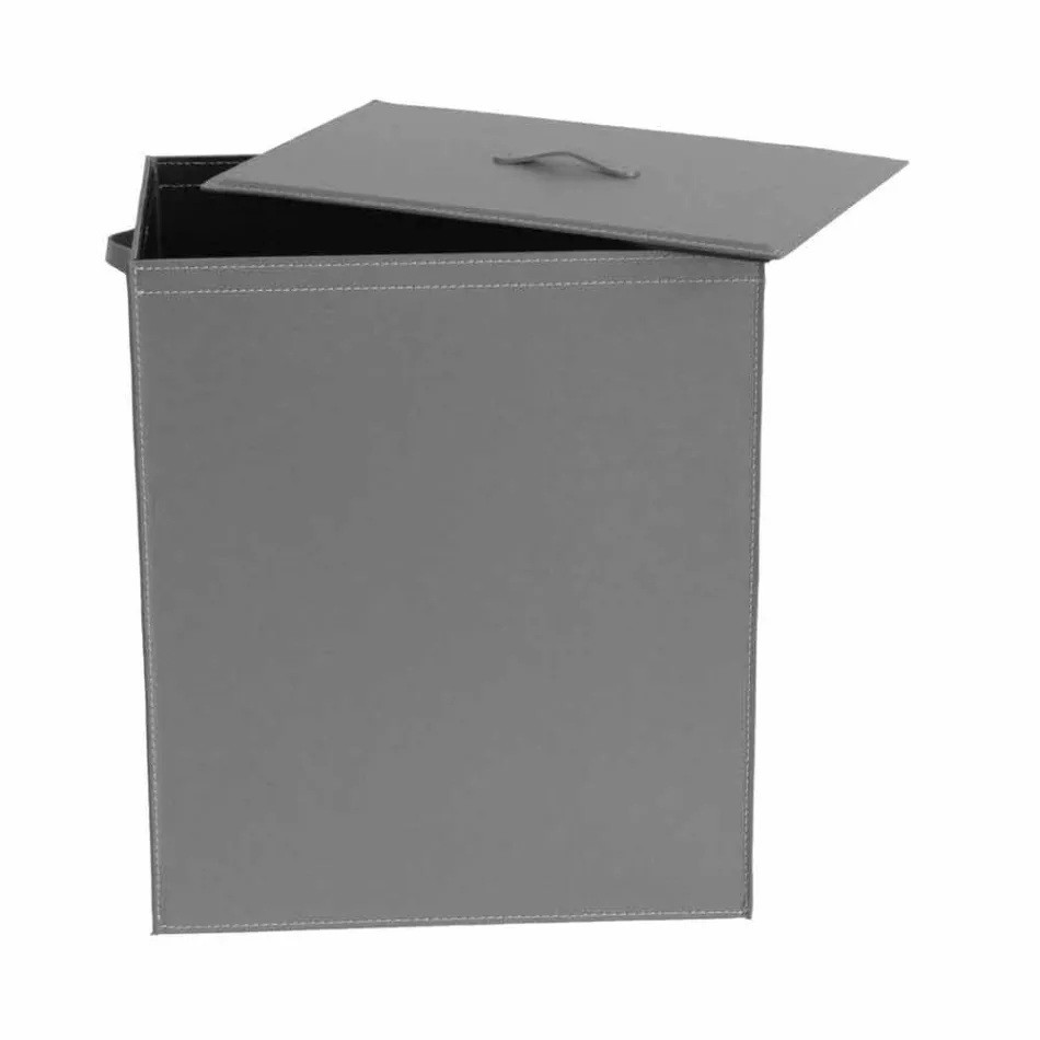 Wäschekorb aus Leder mit einem rechteckigen Design-Basis Peter Viadurini