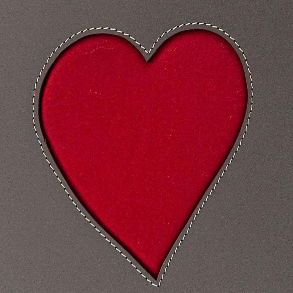 Moderner Lederwäschekorb Made in Italy Adele, Herzeinsatz Viadurini