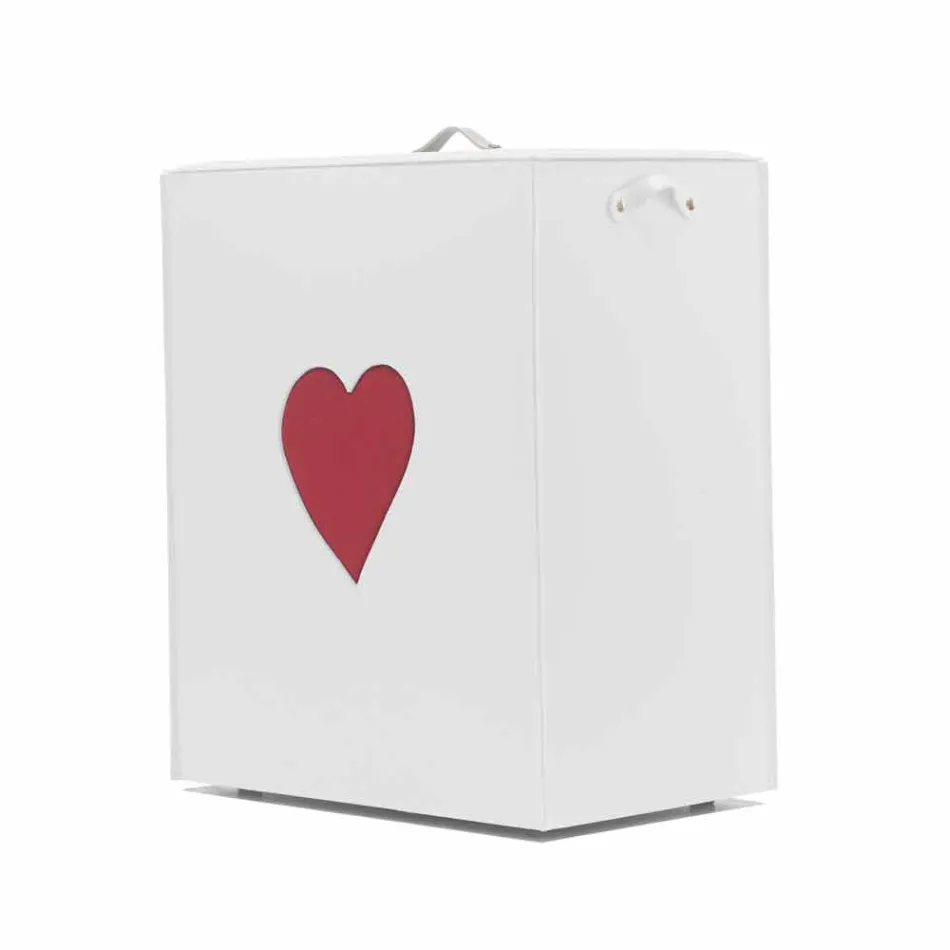 Moderner Lederwäschekorb Made in Italy Adele, Herzeinsatz Viadurini