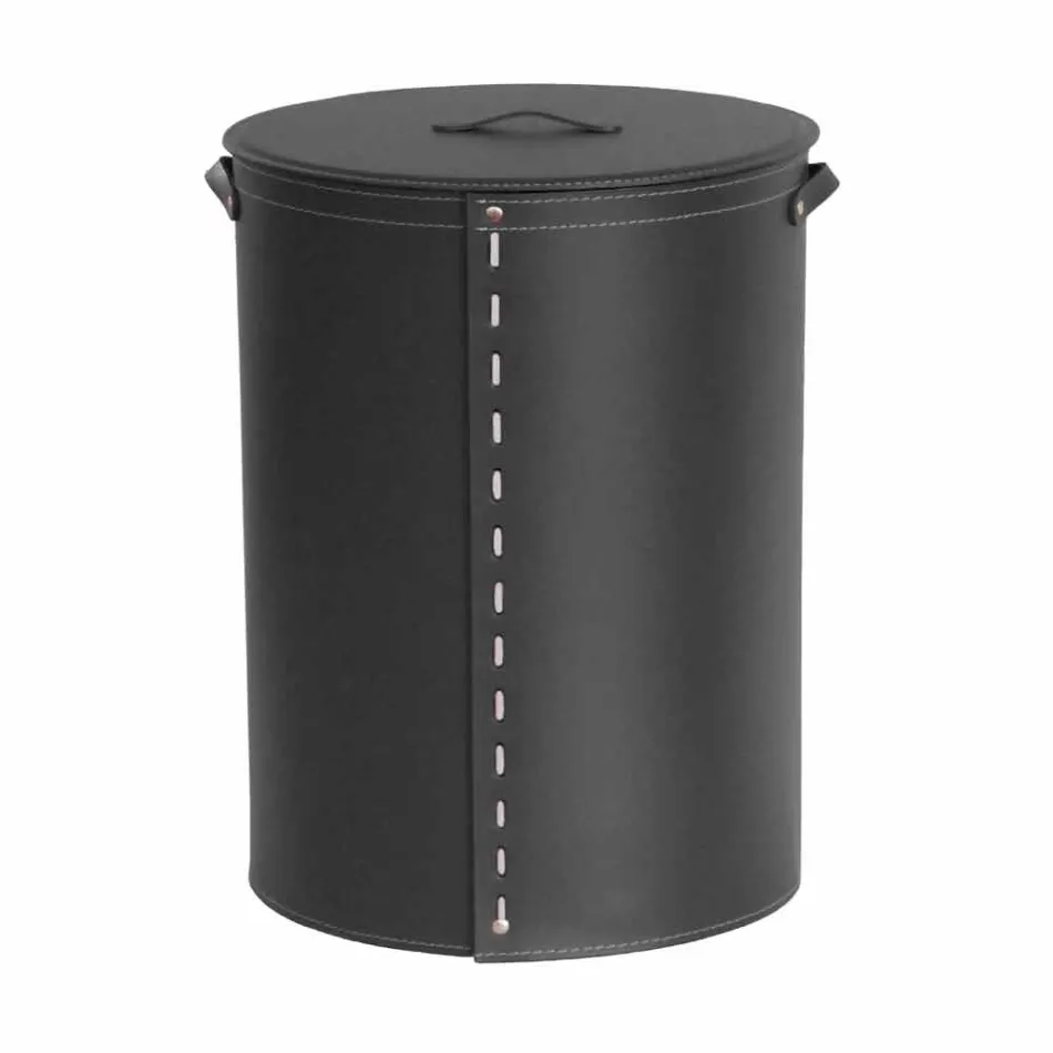 Ovaler Wäschekorb aus regeneriertem Riky-Leder, hergestellt in Italien Viadurini