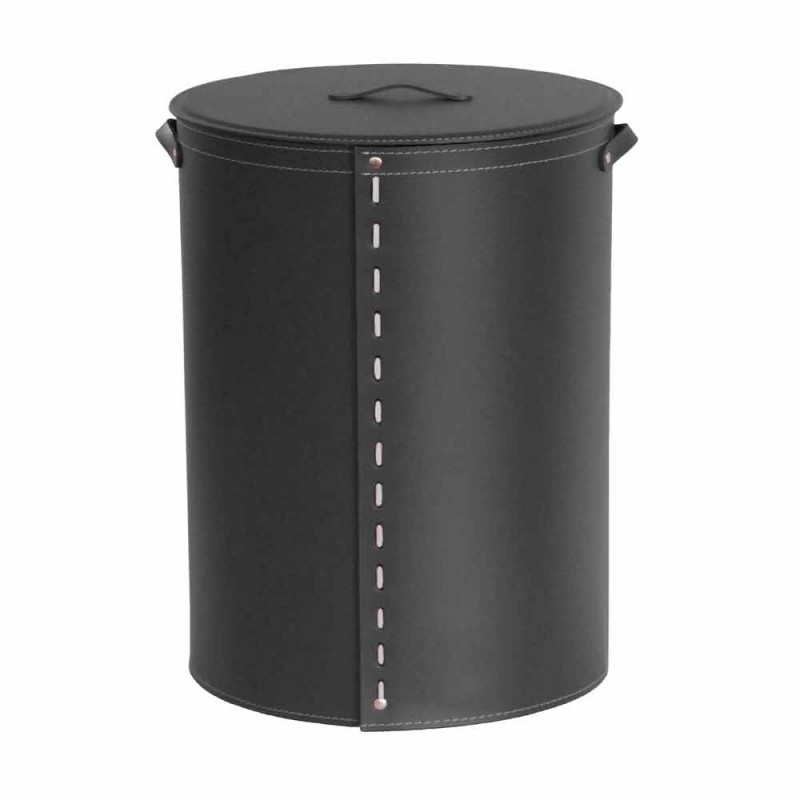 Ovaler Wäschekorb aus regeneriertem Riky-Leder, hergestellt in Italien