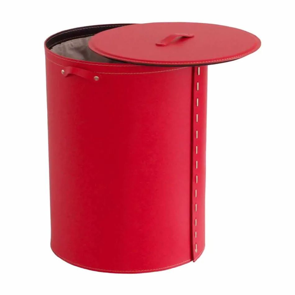 Ovaler Wäschekorb aus regeneriertem Riky-Leder, hergestellt in Italien Viadurini