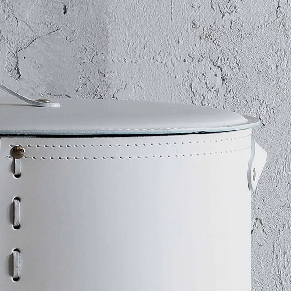 Ovaler Wäschekorb aus regeneriertem Riky-Leder, hergestellt in Italien Viadurini