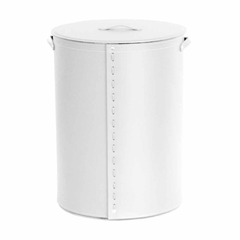 Ovaler Wäschekorb aus regeneriertem Riky-Leder, hergestellt in Italien