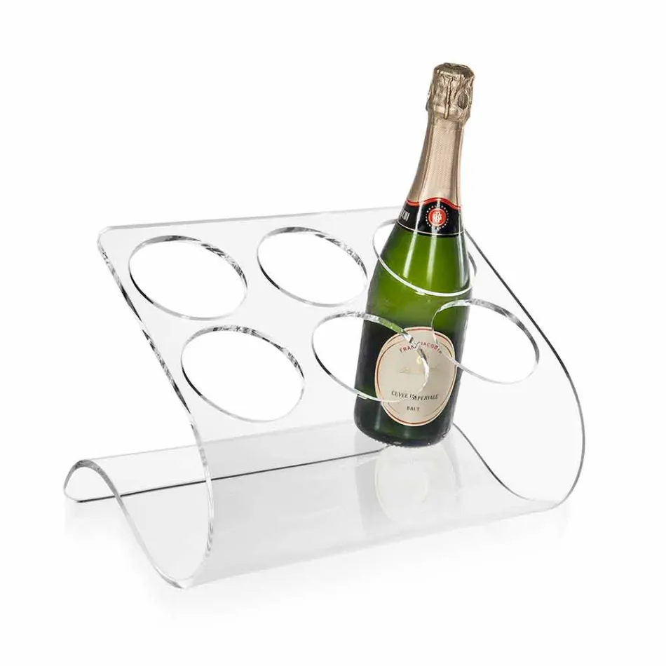 Freistehender Flaschenhalter für 6 Flaschen aus transparentem Plexiglas - Tanatin Viadurini