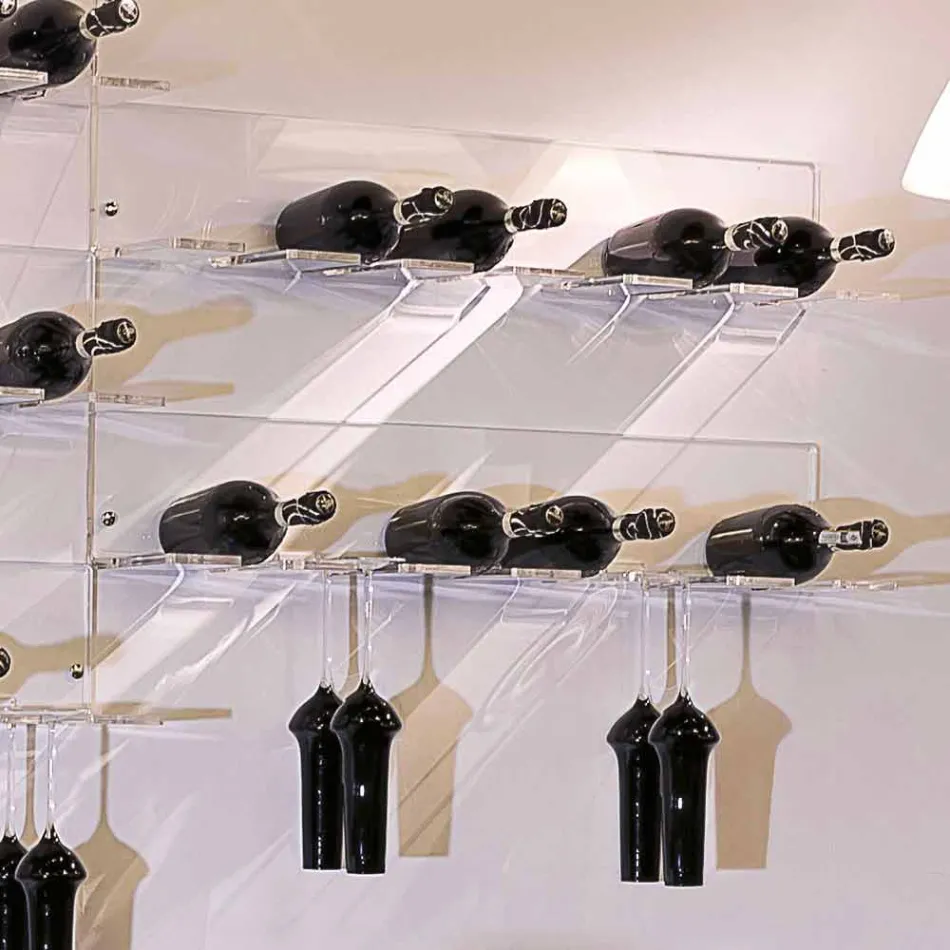 Wandflaschenhalter für 6 Flaschen aus Plexiglas Made in Italy - Canberra Viadurini
