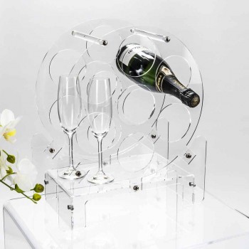 Design Tischflaschenhalter aus transparentem Plexiglas oder mit Holz - Vinello