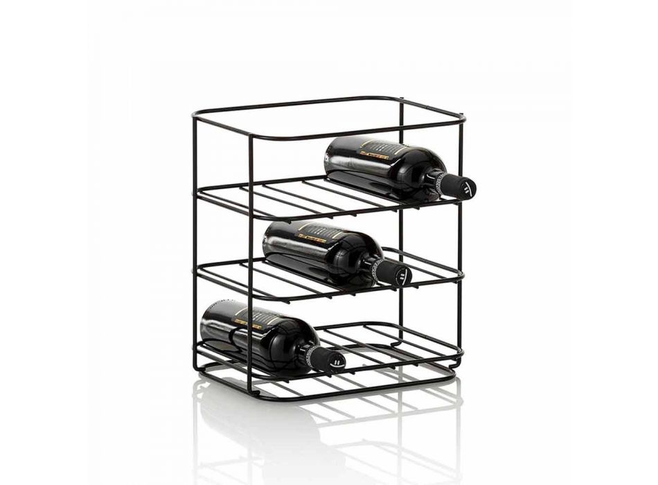 Moderner Tischflaschenhalter für 9 Flaschen in Matt Black Metal - Wein Viadurini