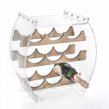 Bodenflaschenhalter in transparentem Plexiglas- und Holzdesign 9 Plätze - Stria