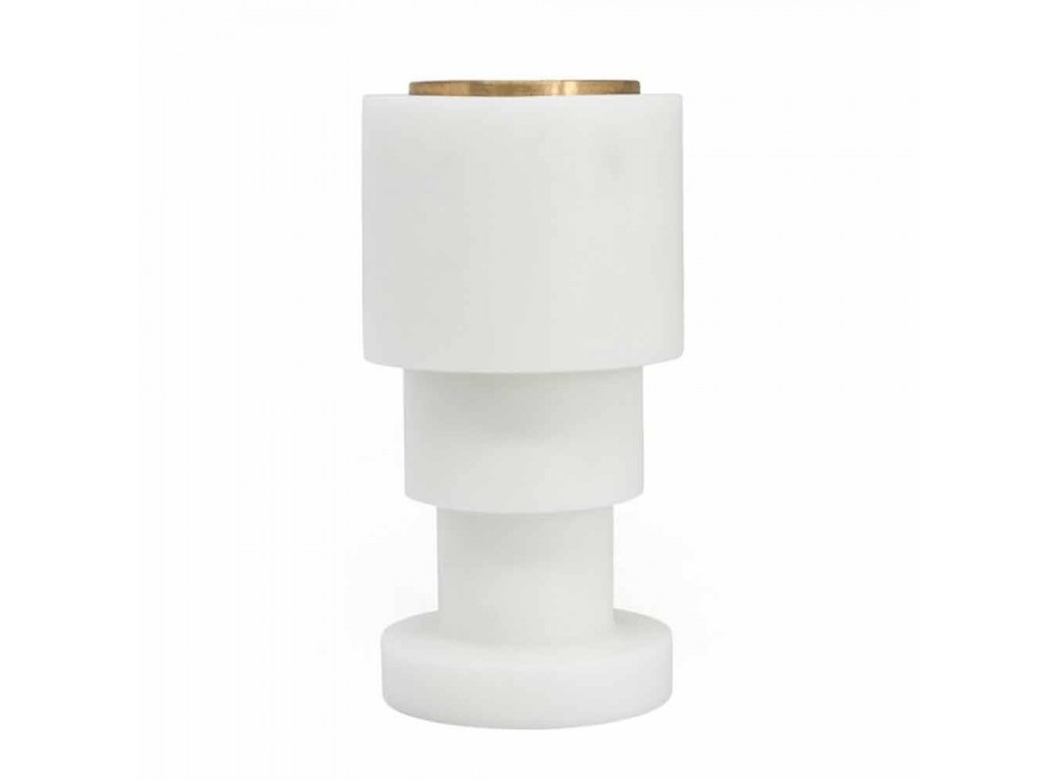 Niedriger Kerzenhalter aus weißem Carrara-Marmor und Messing Made in Italy - Benton Viadurini