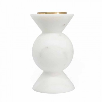 Design Kerzenhalter aus Messing und weißem Carrara-Marmor Made in Italy - Bevis