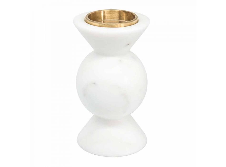 Design Kerzenhalter aus Messing und weißem Carrara-Marmor Made in Italy - Bevis
