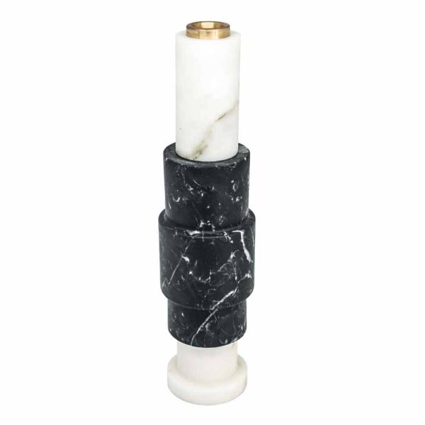 Kerzenhalter aus carrara-marmor, marquinia-marmor und messing made in italy - blaze