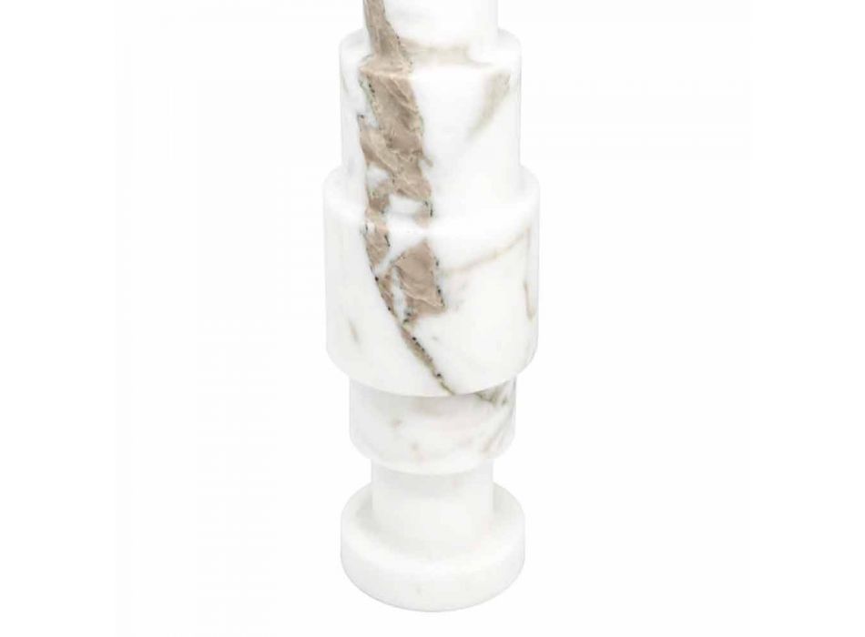 Moderner Kerzenhalter aus weißem Carrara-Marmor und Messing Made in Italy - Allan Viadurini