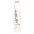 Moderner Kerzenhalter aus weißem Carrara-Marmor und Messing Made in Italy - Allan