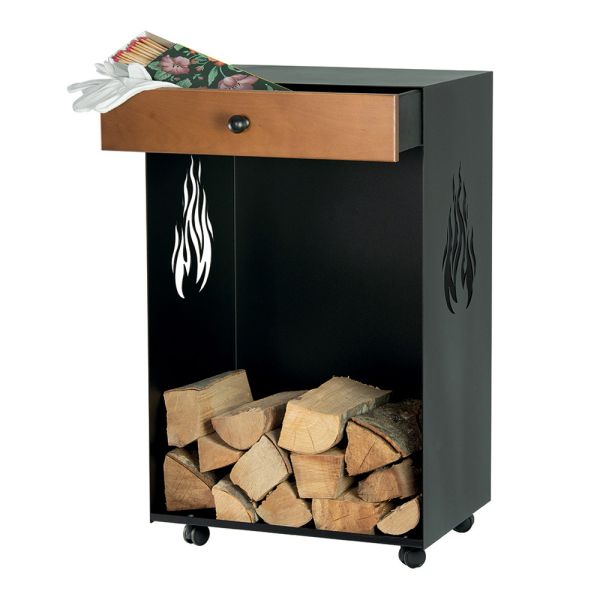 Holzhalter mit rollen und oberer schublade made in italy – polare