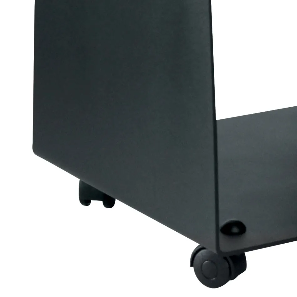 Holzhalter mit Rädern und Griffen aus Metall, hergestellt in Italien – Möwe Viadurini