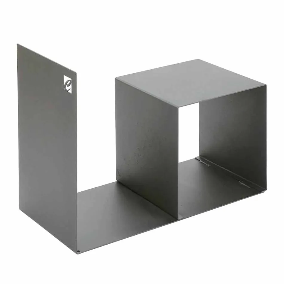 Indoor Holzhalter aus farbigem Stahl mit Couchtisch Made in Italy - Cecio Viadurini