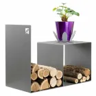 Indoor Holzhalter aus farbigem Stahl mit Couchtisch Made in Italy - Cecio Viadurini